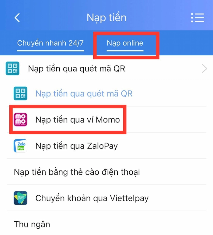 Nạp Tiền 123B Qua Ví Momo